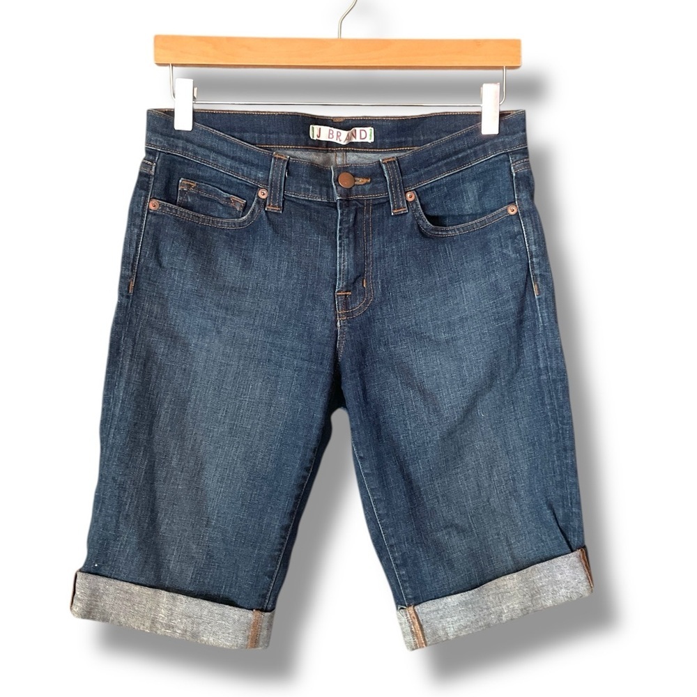 J Brand Medium Wash Saturn Blue Mid Rise Cuffed Bermuda Short Size 27